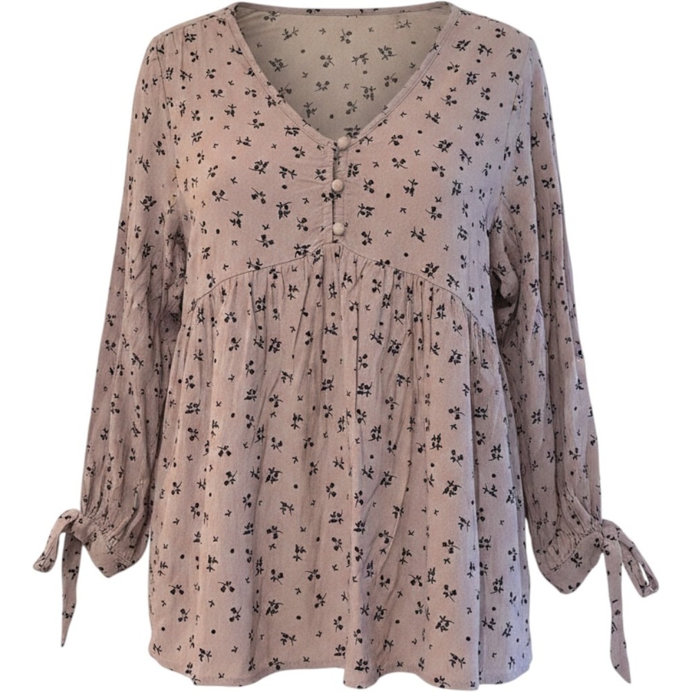 The Nines by Hatch Maternity Floral Babydoll Blouse Lavender Purple Size M